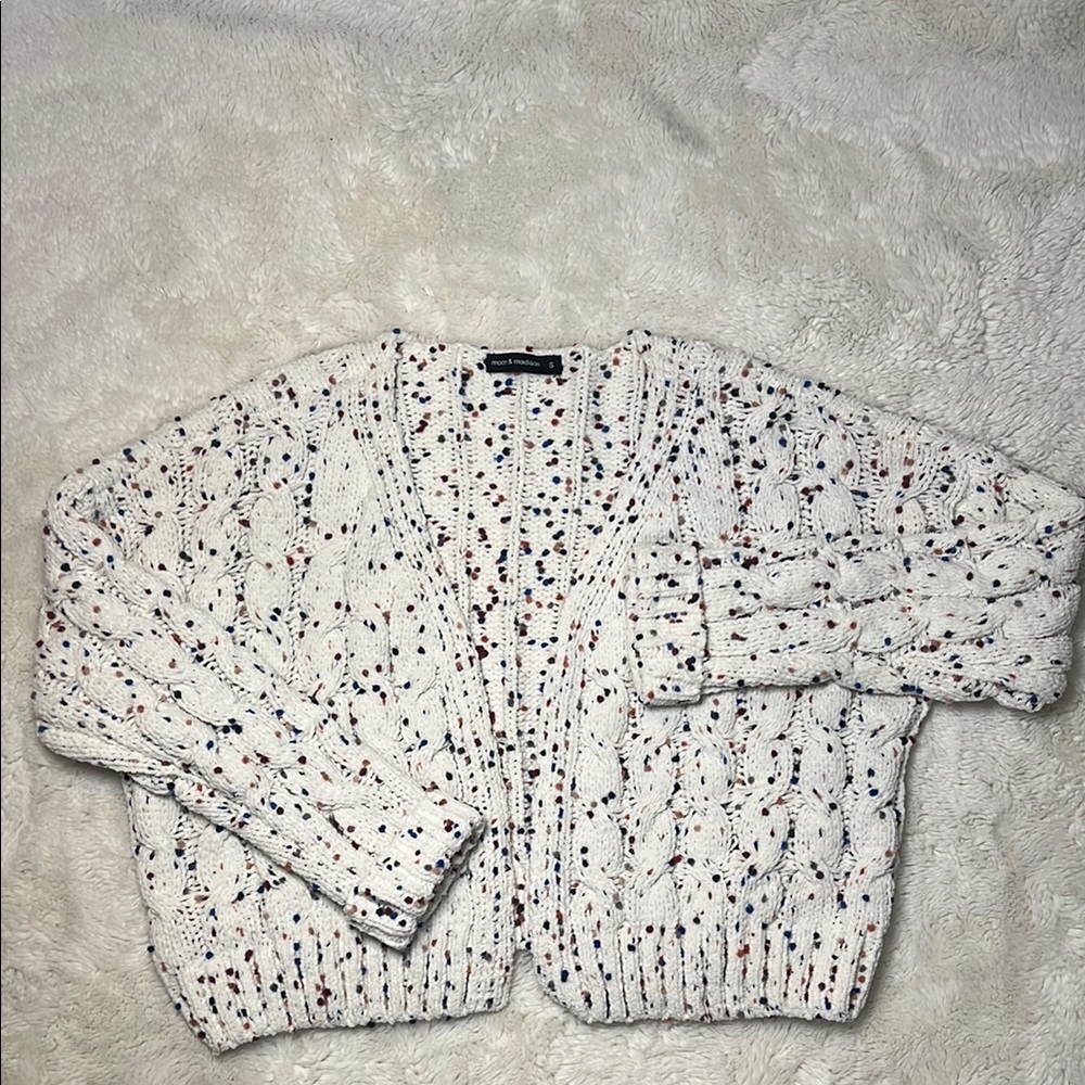 moon & madison Cream and Blue Cardigan Sweater